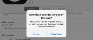 how to go back to an older version of an app iphone