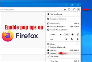 How to enable pop ups on firefox