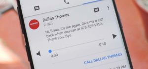 Google Pixel phone screen showing accurate voicemail transcription