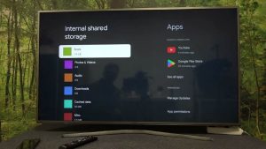 Google TV settings screen showing storage options for memory management