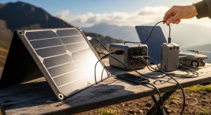 Solar-powered portable power bank for outdoor travel