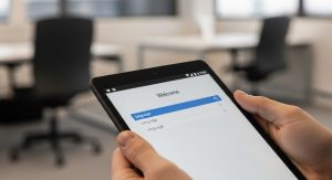 reMarkable 2 tablet with Marker Plus showing handwritten notes in a professional workspace.