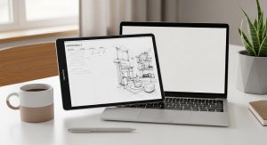 Person configuring the initial settings and language on a new reMarkable 2 device.