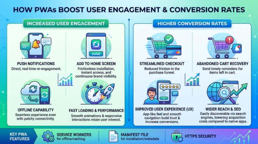 How PWAs improve user engagement and conversion rates